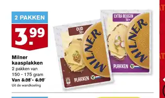 Hoogvliet Milner kaasplakken 2 pakken van 150-175 gram aanbieding