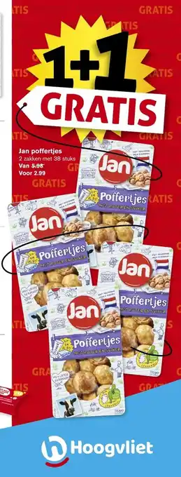 Hoogvliet Jan poffertjes 2 zakken met 38 stuks aanbieding