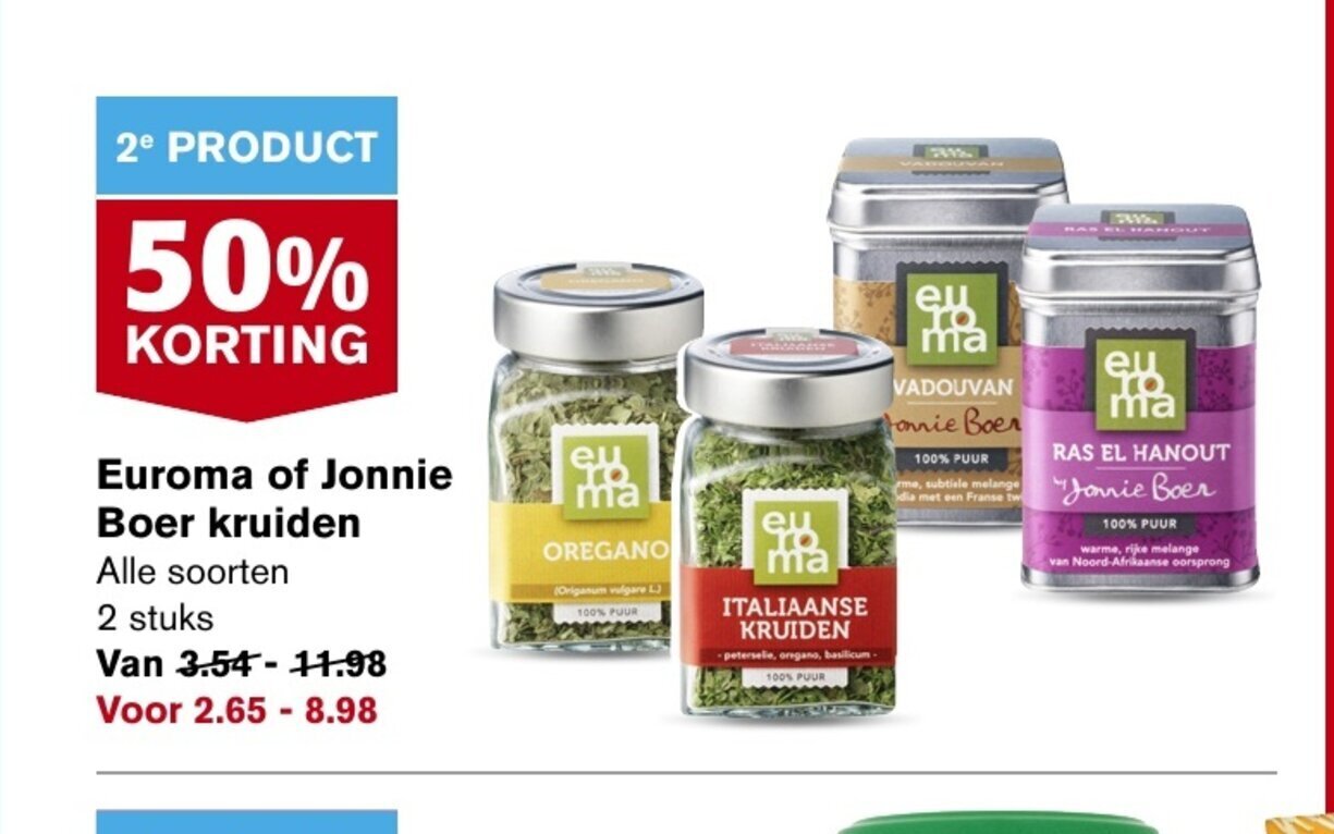 Euroma of Jonnie Boer kruiden 2 stuks aanbieding bij Hoogvliet
