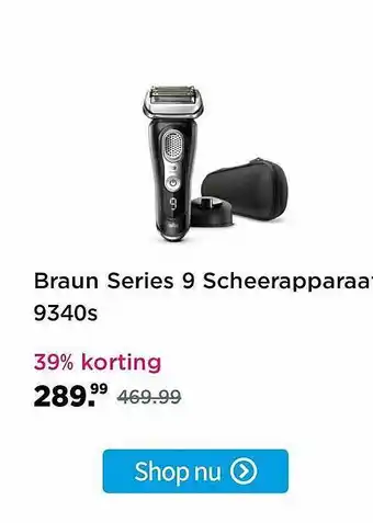 Plein.nl Braun Series 9 Scheerapparaat 9340s aanbieding