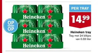 Hoogvliet Heineken tray met 24 blikjes van 0.33 liter aanbieding