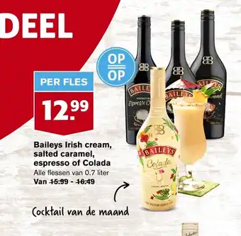 Hoogvliet Baileys Irish cream, salted caramel, espresso of Colada 0,7 liter aanbieding