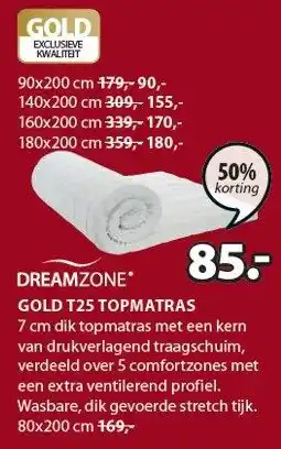 Jysk Gold t25 topmatras aanbieding