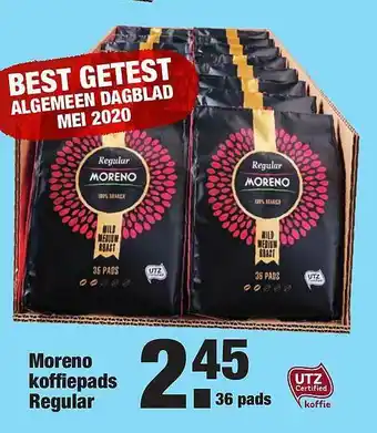 ALDI Moreno Koffiepads Regular aanbieding