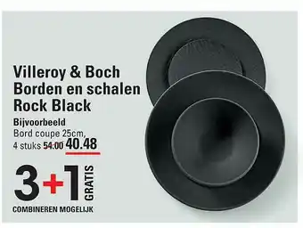 Sligro Villeroy & Boch Borden En Schalen Rock Black 3+1 Gratis aanbieding