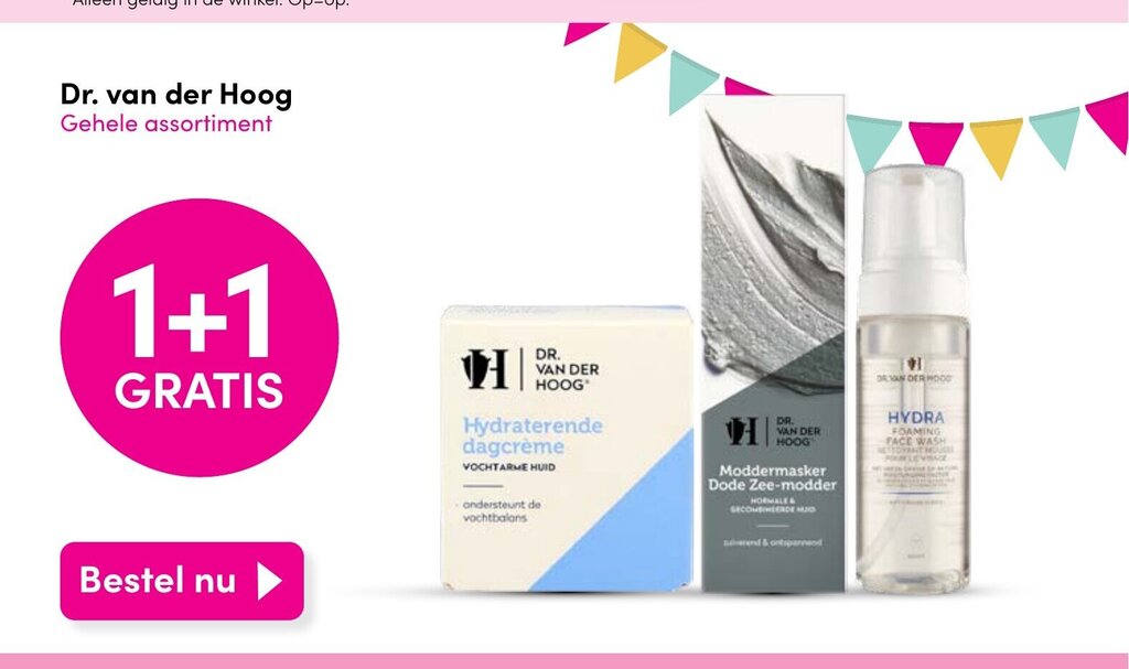 Dr. van der Hoog gehele assortiment 1+1 Gratis aanbieding bij DA