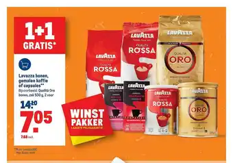 Makro Lavazza Bonen, Gemalen Koffie Of Capsules 1+1 Gratis aanbieding