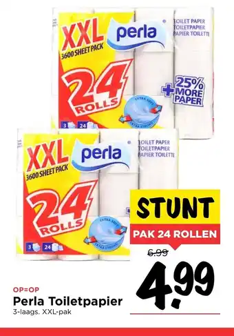 Vomar Voordeelmarkt Perla Toiletpapier 3-laags XXL-pak 24 rollen aanbieding