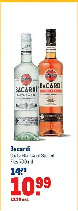 Makro Bacardi Carta Blanca Of Spiced aanbieding