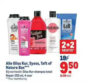 Makro Alle Gliss Kur, Syoss, Taft Of Nature Box 2+2 Gratis aanbieding