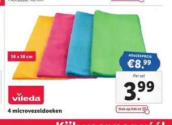 Lidl Vileda 4 microvezeldoeken 36 x 38 cm aanbieding