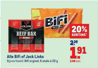 Makro Alle Bifi Of Jack Links 20% Korting aanbieding