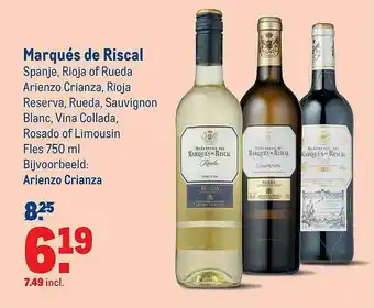 Makro Marqués De Riscal Spanje, Rioja Of Rueda Arienzo Crianza, Rioja Reserva, Rueda, Sauvignon Blanc, Vina Collada, Rosado Of Limo aanbieding