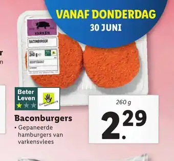 Lidl Baconburgers 260 g aanbieding