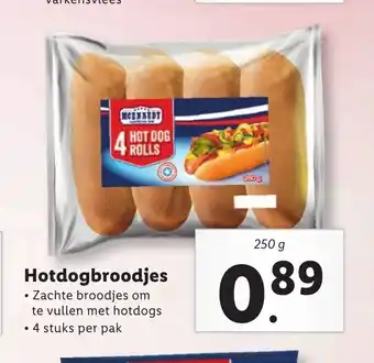 Lidl Hotdogbroodjes 250 g 4 stuks per pak aanbieding