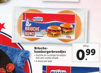 Lidl Brioche-hamburgerbroodjes 320 g 4 stuks per pak aanbieding