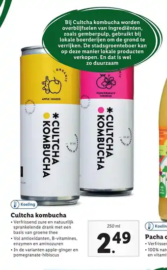 Lidl Koeling Cultcha kombucha 250 ml aanbieding