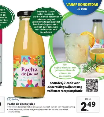 Lidl Koeling Pacha de Cacao juice 250 ml aanbieding