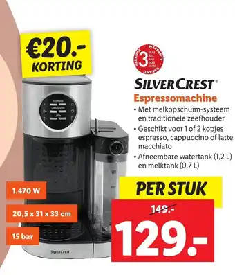 Lidl Silver crest Espressomachine aanbieding