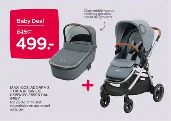 Prenatal Maxi-Cosi Adorra 2 Kinderwagen + Oria Reiswieg Reiswieg Essential Grey aanbieding