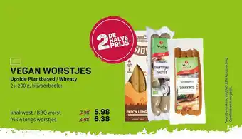 Ekoplaza Vegan Worstjes Upside Plantbased - Wheaty 2x200g aanbieding