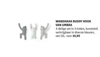 Nijhof Wandhaak Buddy Hook Van Umbra aanbieding