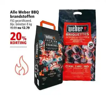 Welkoop Alle Weber BBQ Brandstoffen 20% Korting aanbieding