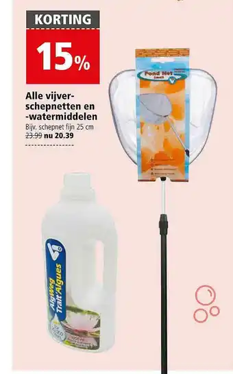 Welkoop Alle Vijverschepnetten En -watermiddelen 15% Korting aanbieding