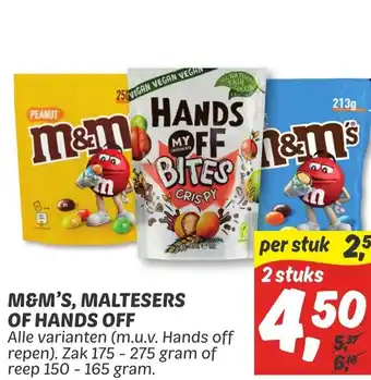 Dekamarkt M&M's, maltesers of hands off 150 - 165g aanbieding