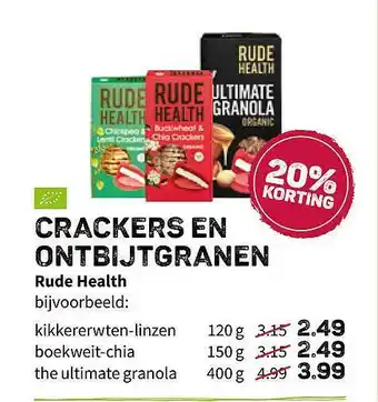 Ekoplaza Crackers En Ontbijtgranen Rude Health 20% Korting aanbieding