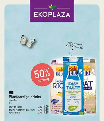 Ekoplaza Plantaardige Drinks Isola Bio 50% Korting aanbieding