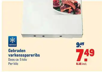 Makro Gebraden Varkensspareribs 5 kilo aanbieding