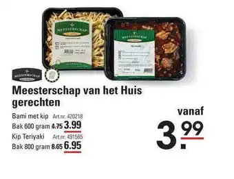 Sligro Meesterschap Van Het Huis Gerechten Bami Met Kip Of Kip Teriyaki aanbieding