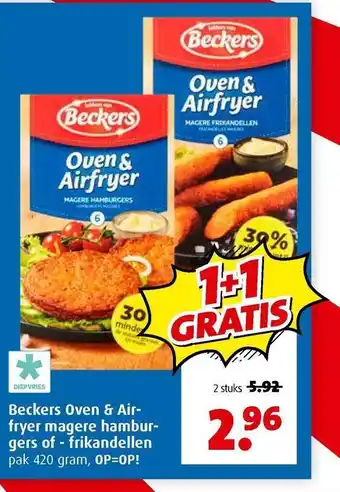 Boni Beckers Oven & Air- Fryer Magere Hambur-gers Of -frikandellen aanbieding