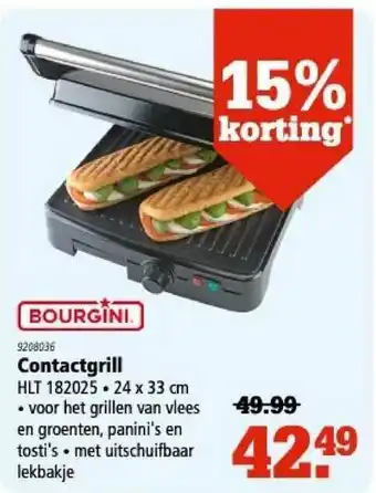 Marskramer Bourgini Contactgrill 15% Korting aanbieding