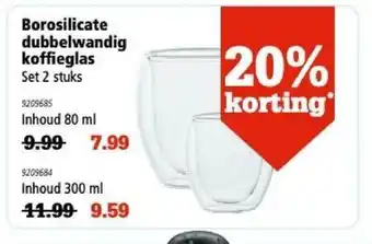 Marskramer Borosilicate Dubbelwandig Koffieglas 20% Korting aanbieding