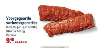 Makro Voorgegaarde Varkensspareribs 500g aanbieding