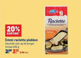 Makro Emmi Raclette Plakken 20% Korting 200g aanbieding