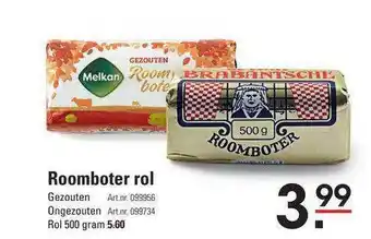 Sligro Roomboter Rol Gezouten Of Ongezouten 500g aanbieding