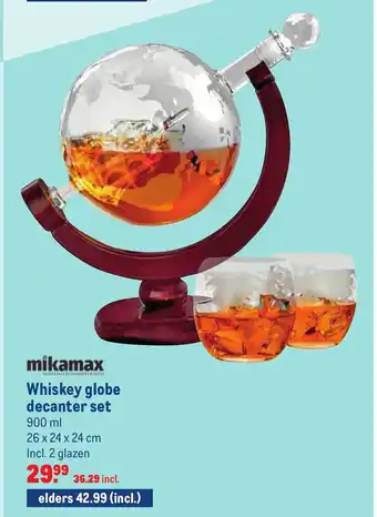 Makro Mikamax Whiskey globe decanter set 900ml aanbieding