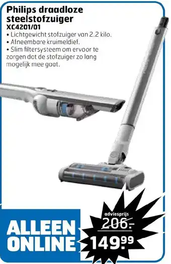 Trekpleister Philips draadloze steelstofzuiger XC4201/01 aanbieding