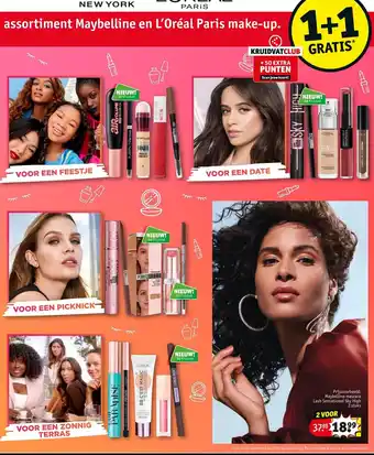 Kruidvat Assortiment maybeliine en l'oreal paris make-up aanbieding