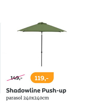 Kees Smit Shadowline Push-up parasol 240x240cm aanbieding