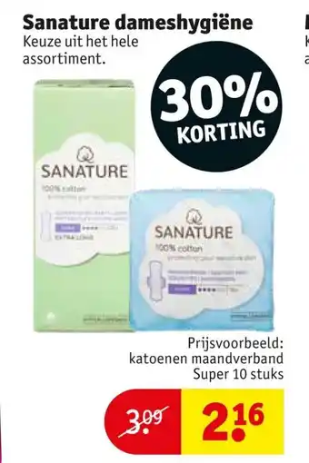 Kruidvat Sanature dameshygiene aanbieding