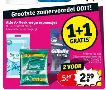 Kruidvat Alle A-Merk wegwerpmesjes aanbieding