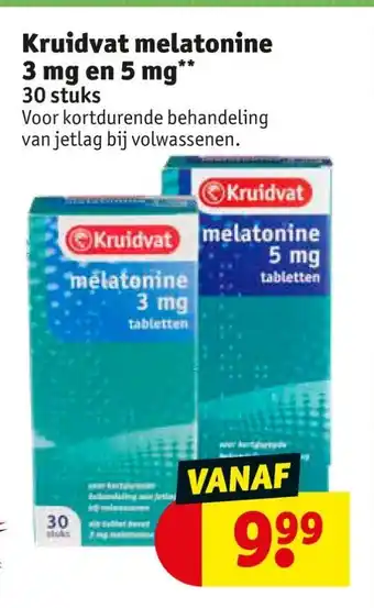 Kruidvat Melatonine 3 mg en 5 mg** 30 stuks aanbieding