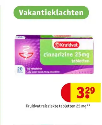 Kruidvat Reisziekte tabletten 25 mg** aanbieding