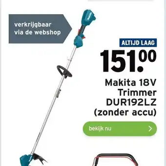 GAMMA Makita 18V Trimmer DUR192LZ (zonder accu) aanbieding