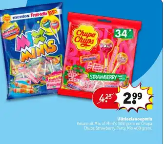 Kruidvat Keuze uit Mix of Mini's 508 gram en Chupa Chups Straberry Party Mix 400 gram aanbieding