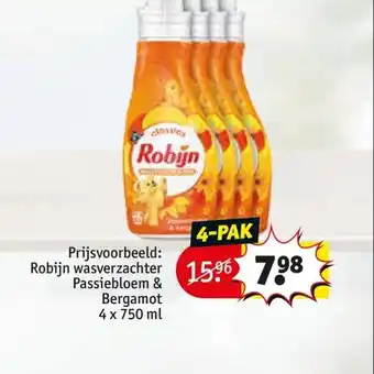 Kruidvat Robijn wasverzachter Passiebloem & Bergamot 4x750 ml 4-pak aanbieding